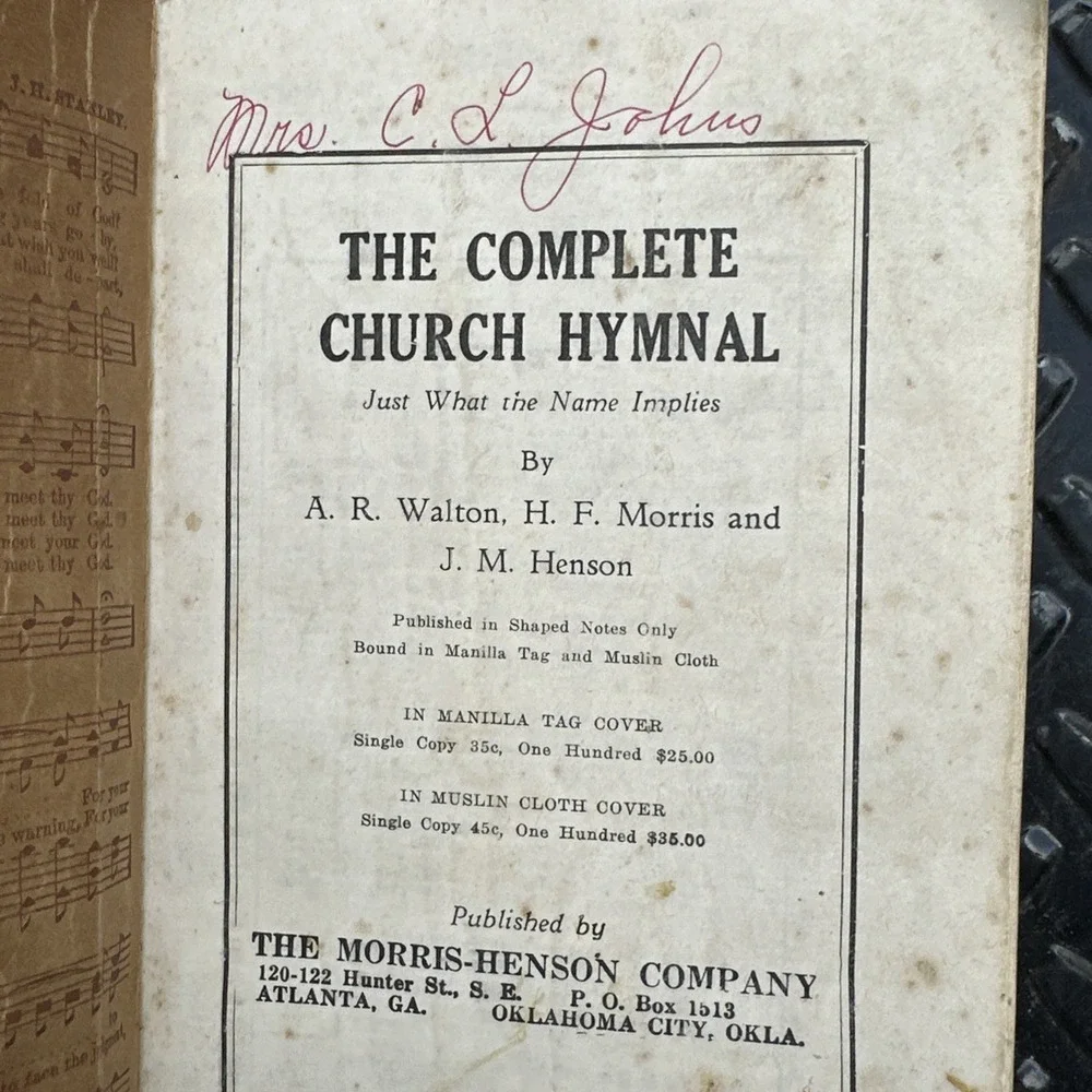 Antique 1925 Church Hymnal‎ Shaped Note Vintage Primitive Farmhouse Decor